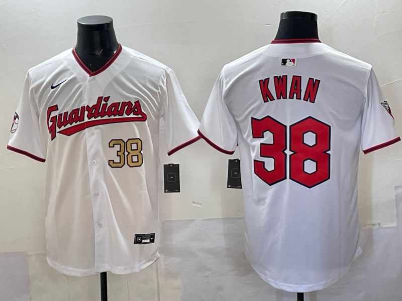 Men Cleveland Indians #38 Kwan White Nike MLB 2025 Jersey 02